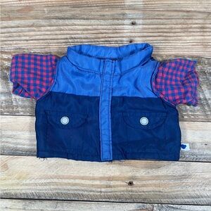 Build A Bear Workshop BABW Blue Red Plaid Jacket Shirt Blazer Vest OS Plush Coat